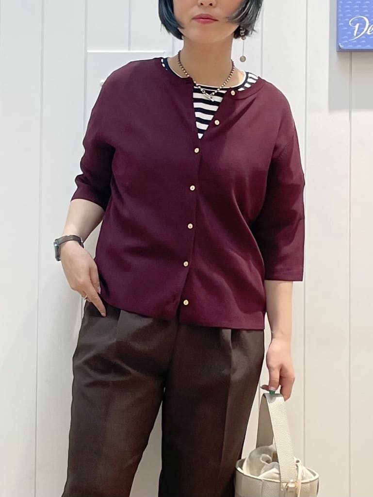mikaさんの「Dessin｜【UVカット/洗える】2WAY五分袖カーディガン」を使ったコーディネート