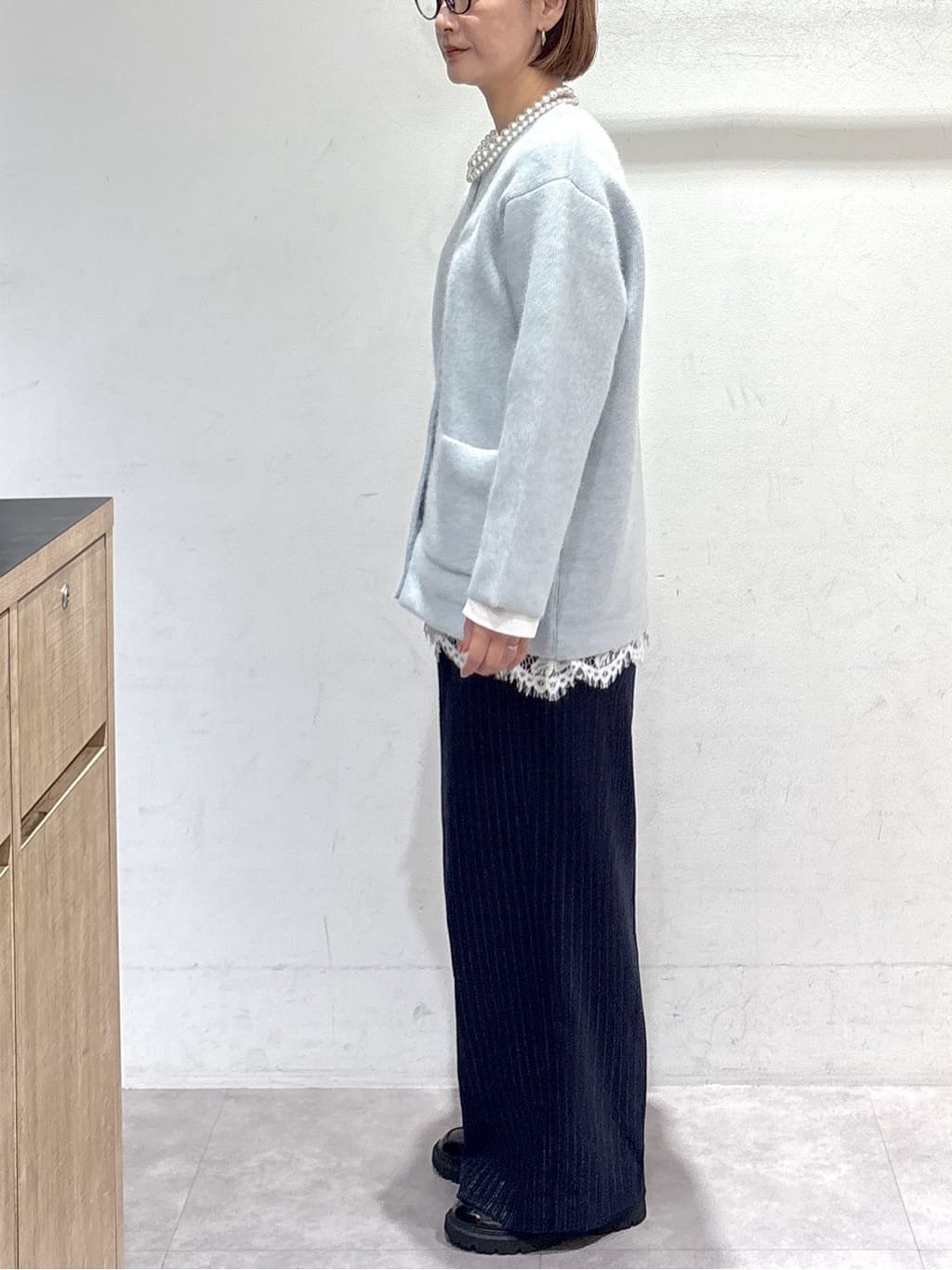 たけねぇさんの「OPAQUE.CLIP｜ラメストライプワイドパンツ【洗濯機OK】」を使ったコーディネート