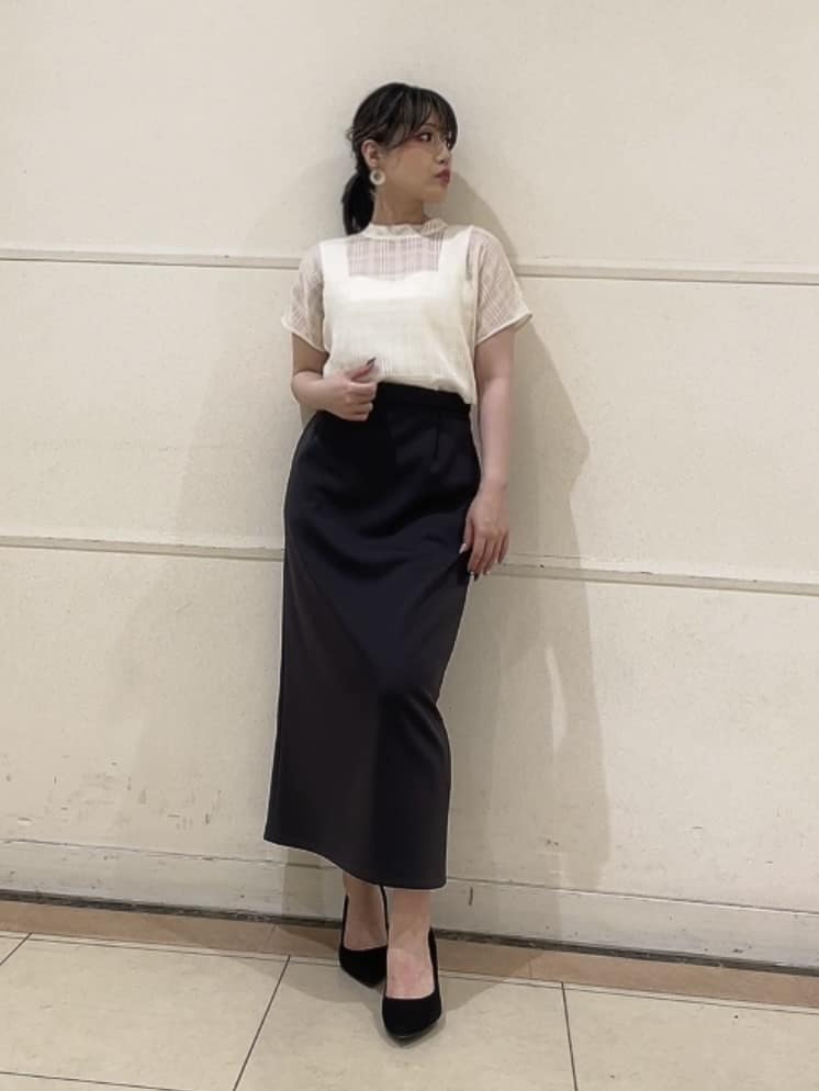 watanabeさんの「UNTITLED｜【シアー】チェックスタンドネックブラウス」を使ったコーディネート