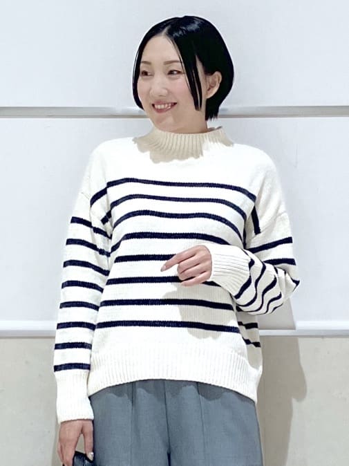 eriko さんの「Dessin｜【洗える】ハイネックベロアモールニット」を使ったコーディネート