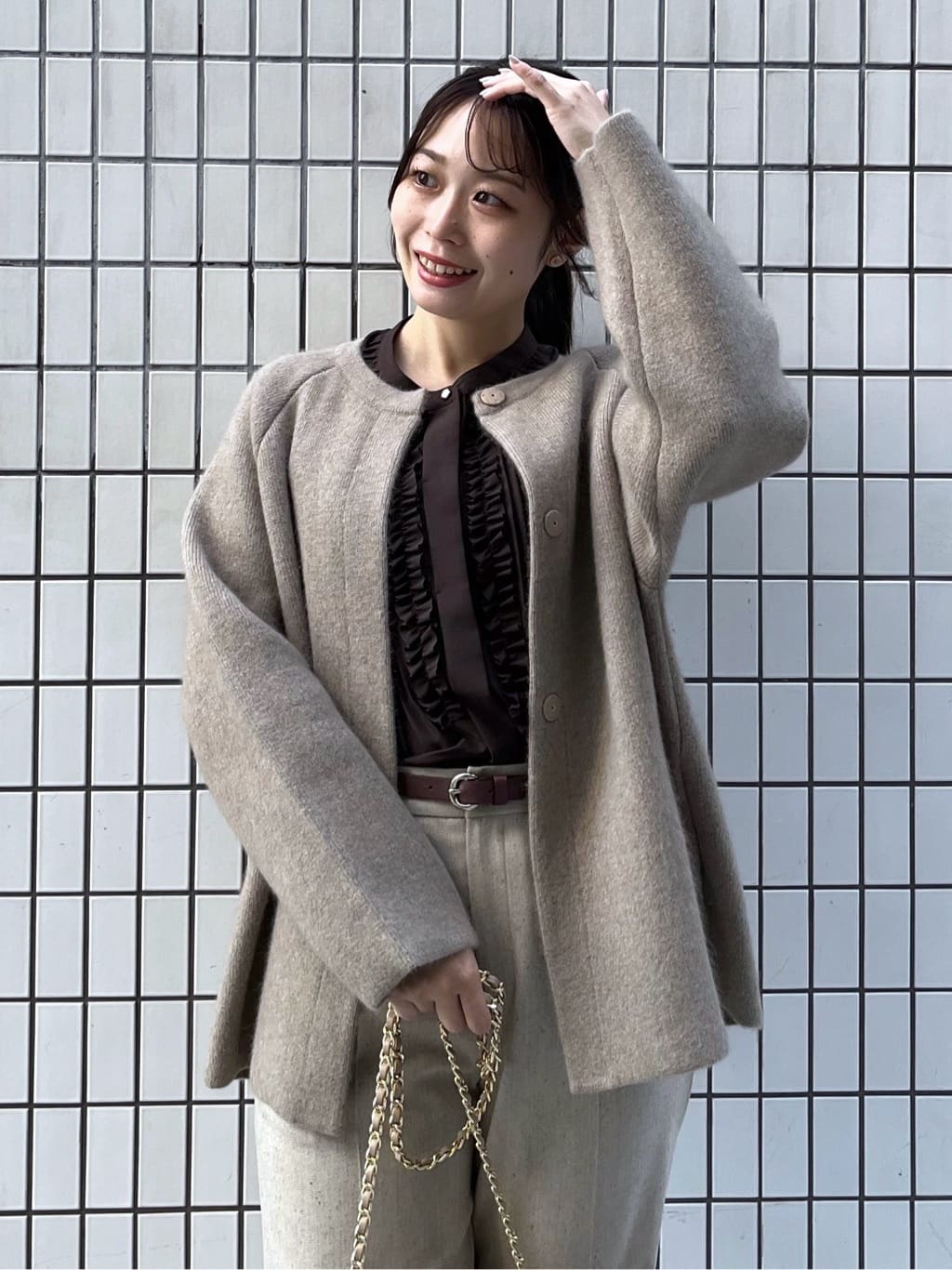 Saekoさんの「UNTITLED｜【軽アウター/ミドル丈】ウールニットコーディガン」を使ったコーディネート