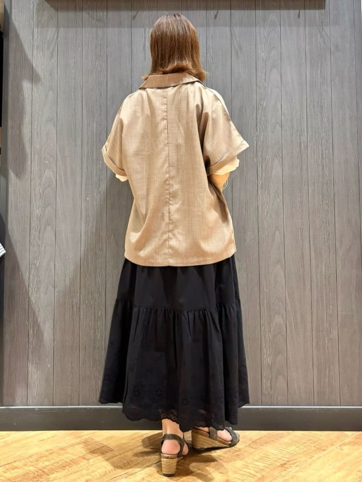meiさんの「SHOO･LA･RUE｜【S-LL】さらりと着たい大人のための 麻調半袖ジャケット」を使ったコーディネート