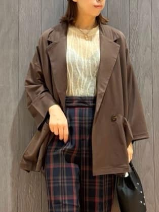 meiさんの「SHOO･LA･RUE｜【S-LL/洗える】曲線的な柄がきれい見え シアーニット」を使ったコーディネート