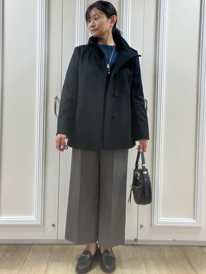 KAOさんの「Reflect｜【SS-4Lサイズ／衿が顔に当たらない◎】スタンドネックミドルコート」を使ったコーディネート