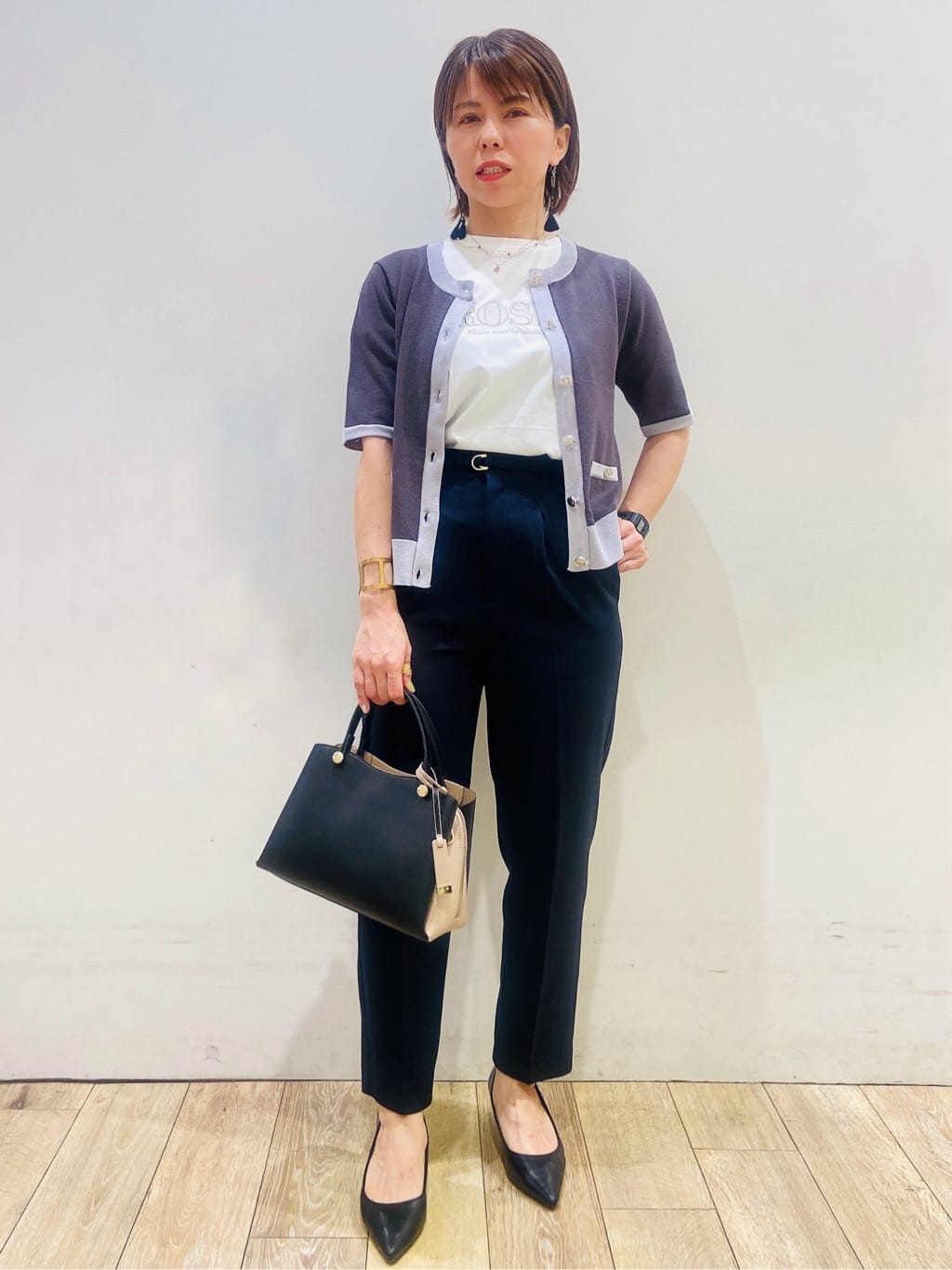 YUKOさんの「index｜ストレッチテーパードパンツ【洗濯機洗い可／吸水速乾／防シワ】」を使ったコーディネート