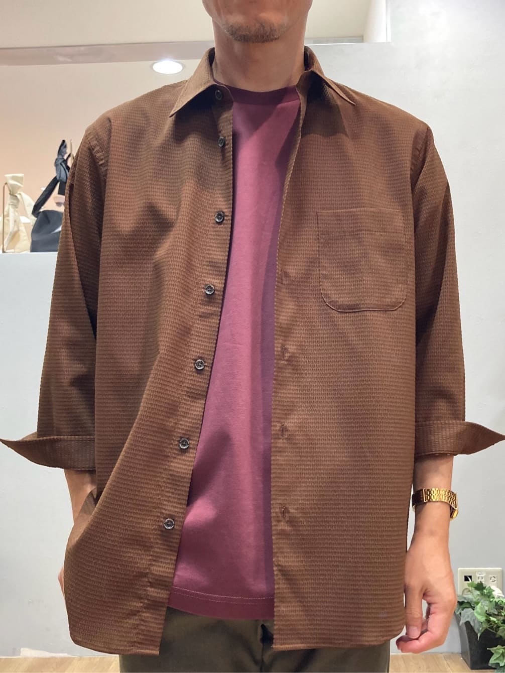 シュンさんの「TAKEO KIKUCHI｜【COOL CITY WEAR】DotAir（R）サッカー シャツ」を使ったコーディネート