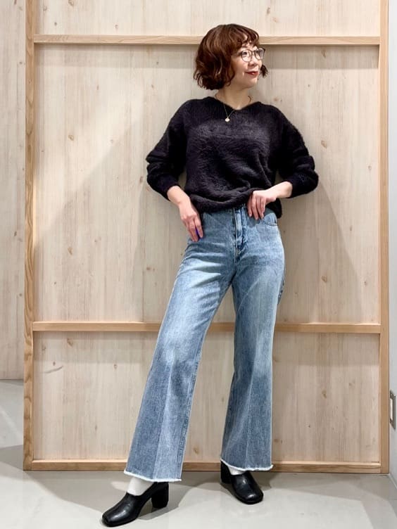 nakoさんの「THE SHOP TK｜【華やかで柔らか】ふわふわフェザーニット/洗える・前後2WAY」を使ったコーディネート