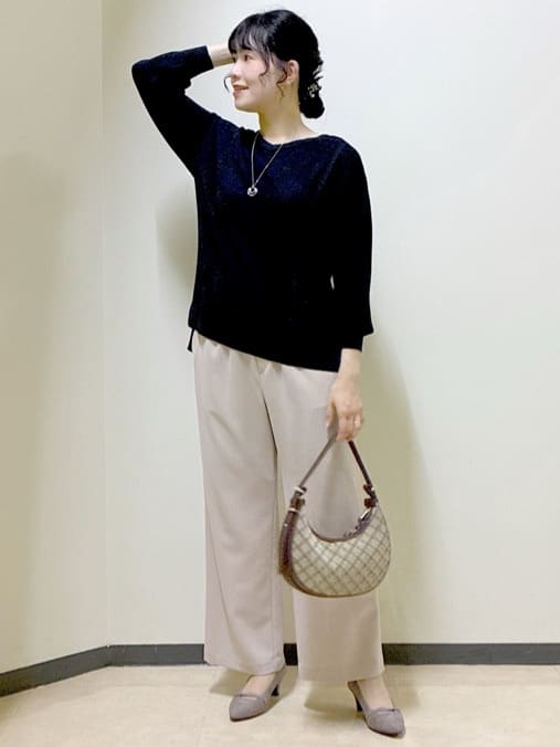  beni_gingerさんの「Reflect｜【接触冷感／マシンウォッシュ可／ウエスト総ゴム】ワイドシルエットパンツ」を使ったコーディネート