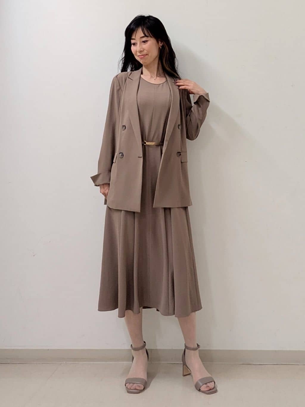 miiさんの「INDIVI｜【軽く羽織れる！】ダブルジャケット」を使ったコーディネート