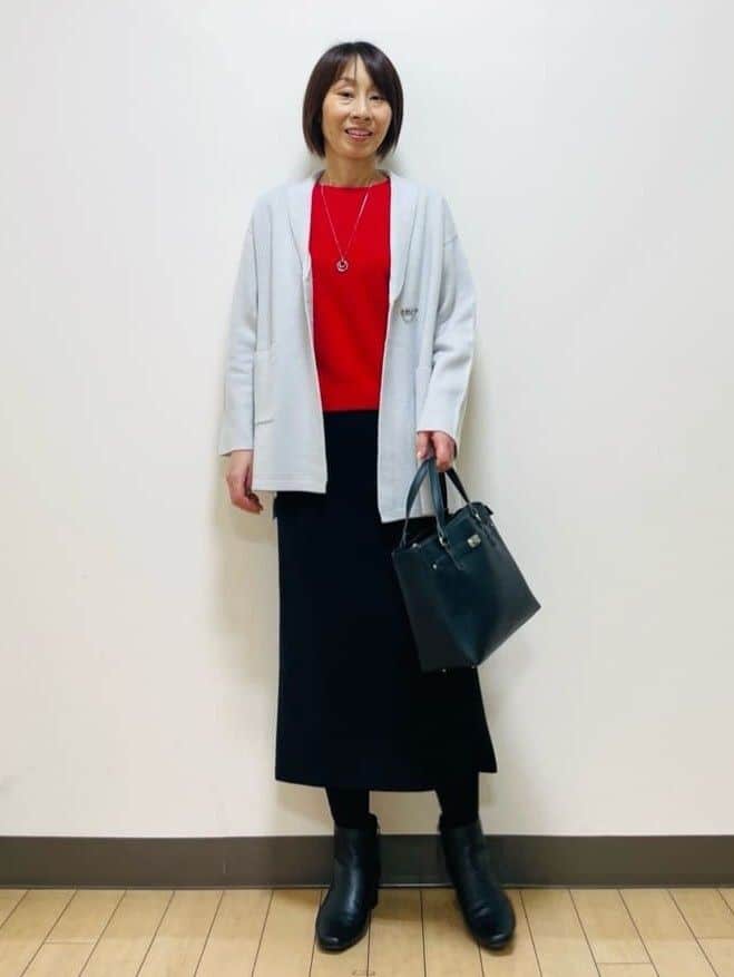 Riiさんの「Reflect｜【選べる6色／長く着られる◎】ボートネックニット」を使ったコーディネート