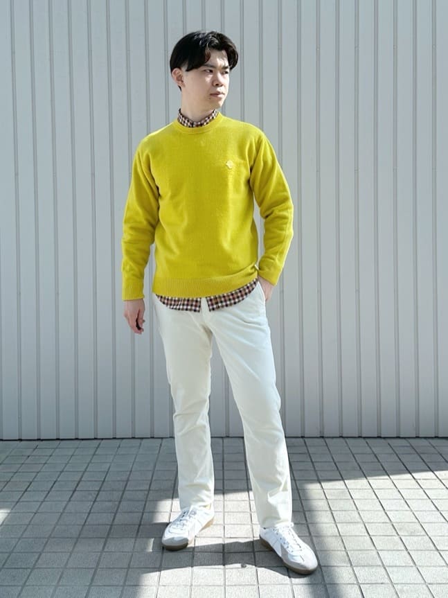 イッシーさんの「TAKEO KIKUCHI｜【Air Palette Knit】ワンポイント カラーニット プルオーバー」を使ったコーディネート