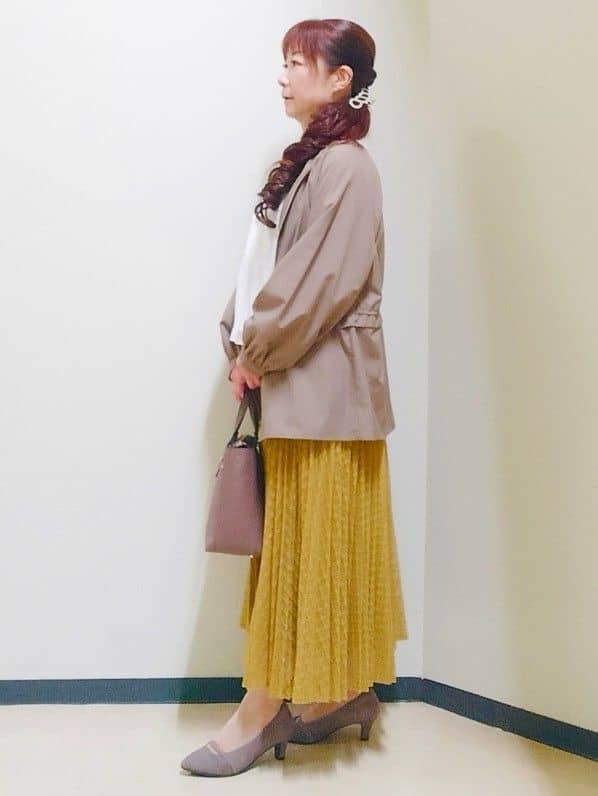 花さんの「Reflect｜【イージーケア】サークルダイヤ柄レースプリーツスカート」を使ったコーディネート