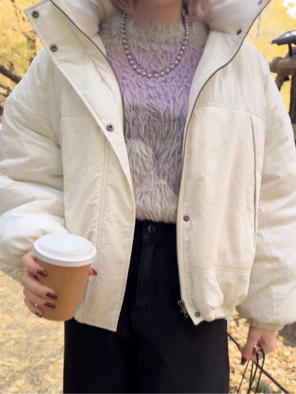 𝐜𝐡𝐢𝐤𝐚さんの「SHOO･LA･RUE｜【撥水/あったか】たっぷり着られる 中綿モンスターショートコート」を使ったコーディネート
