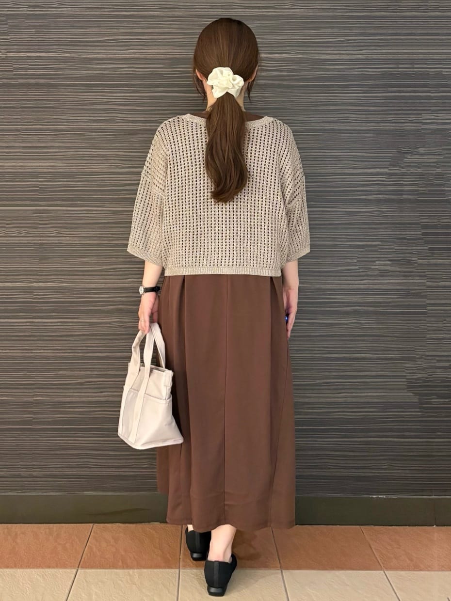 かなさんの「OPAQUE.CLIP｜カットソーフレアワンピース【接触冷感／洗濯機洗い可】」を使ったコーディネート