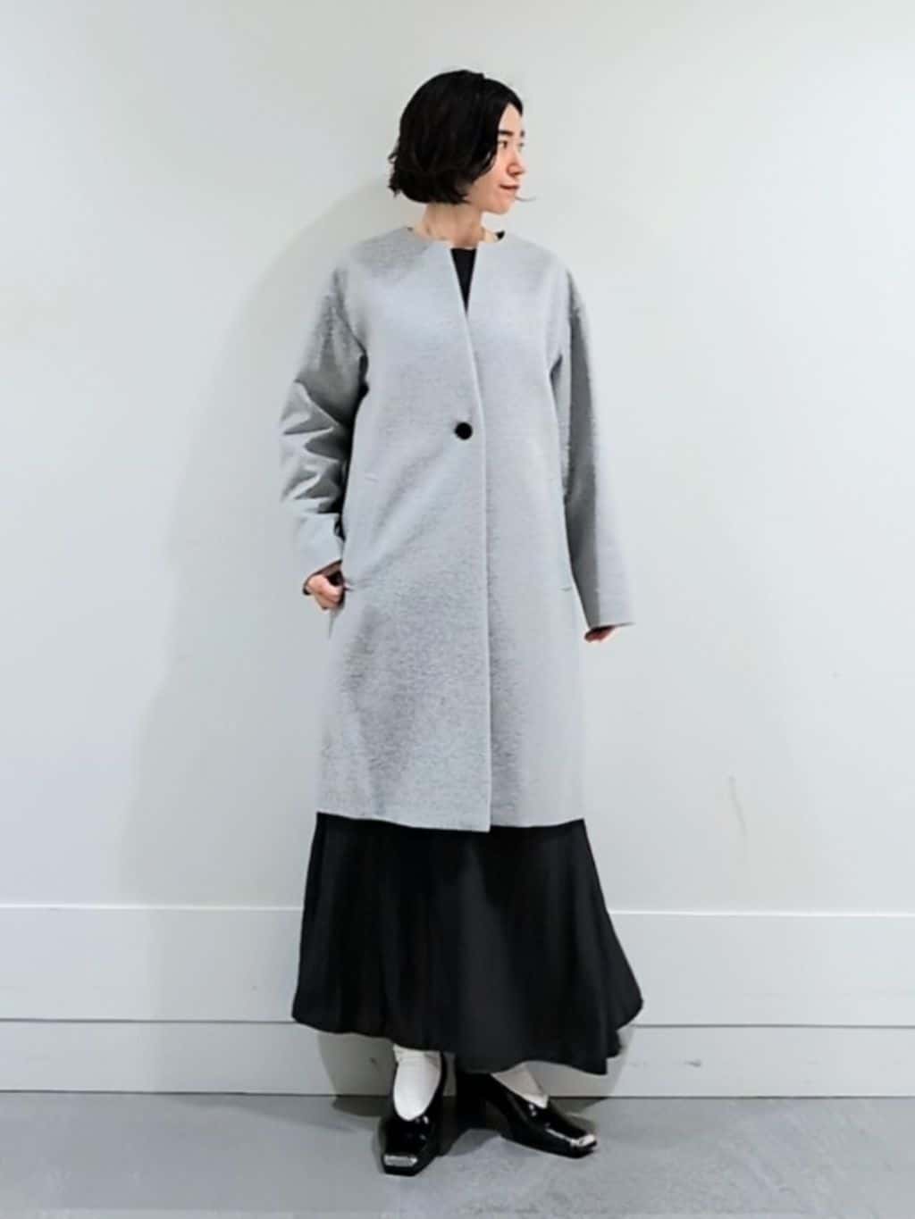 ミズタさんの「UNTITLED｜【きれいめ/洗える】ラメ入りワイドボートネックニット」を使ったコーディネート