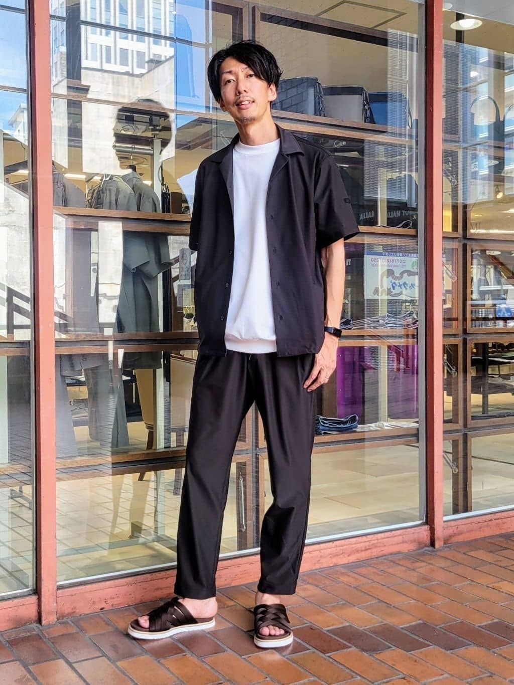 uedaさんの「TAKEO KIKUCHI｜【COOL CITY WEAR】エアートール オープンカラーシャツ /接触冷感・通気性」を使ったコーディネート