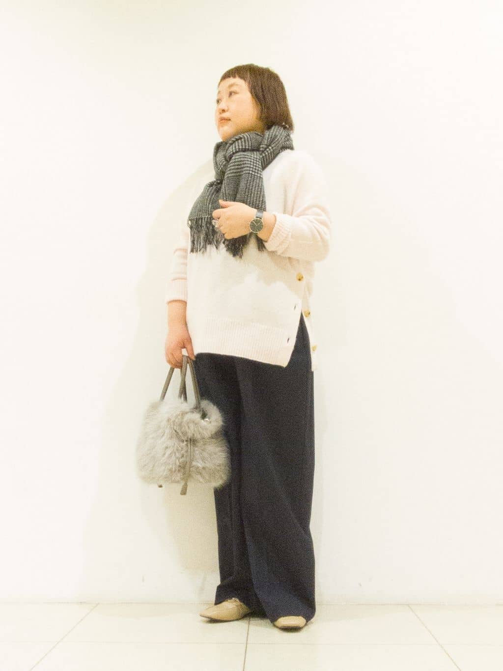 takedaさんの「UNTITLED｜【洗える/ウエスト後ろゴム】ウール混　タックワイドパンツ」を使ったコーディネート