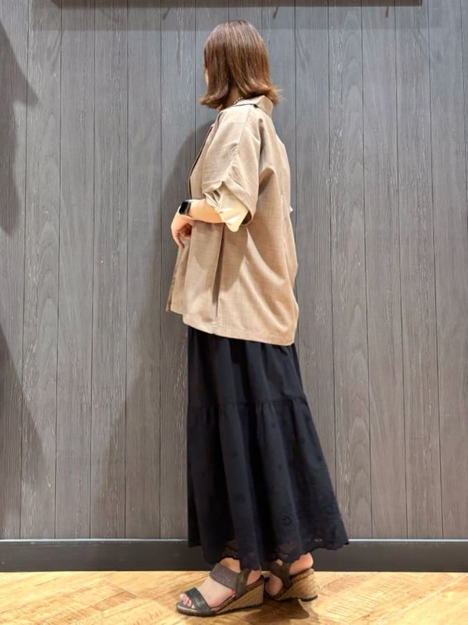 meiさんの「SHOO･LA･RUE｜【S-LL】さらりと着たい大人のための 麻調半袖ジャケット」を使ったコーディネート