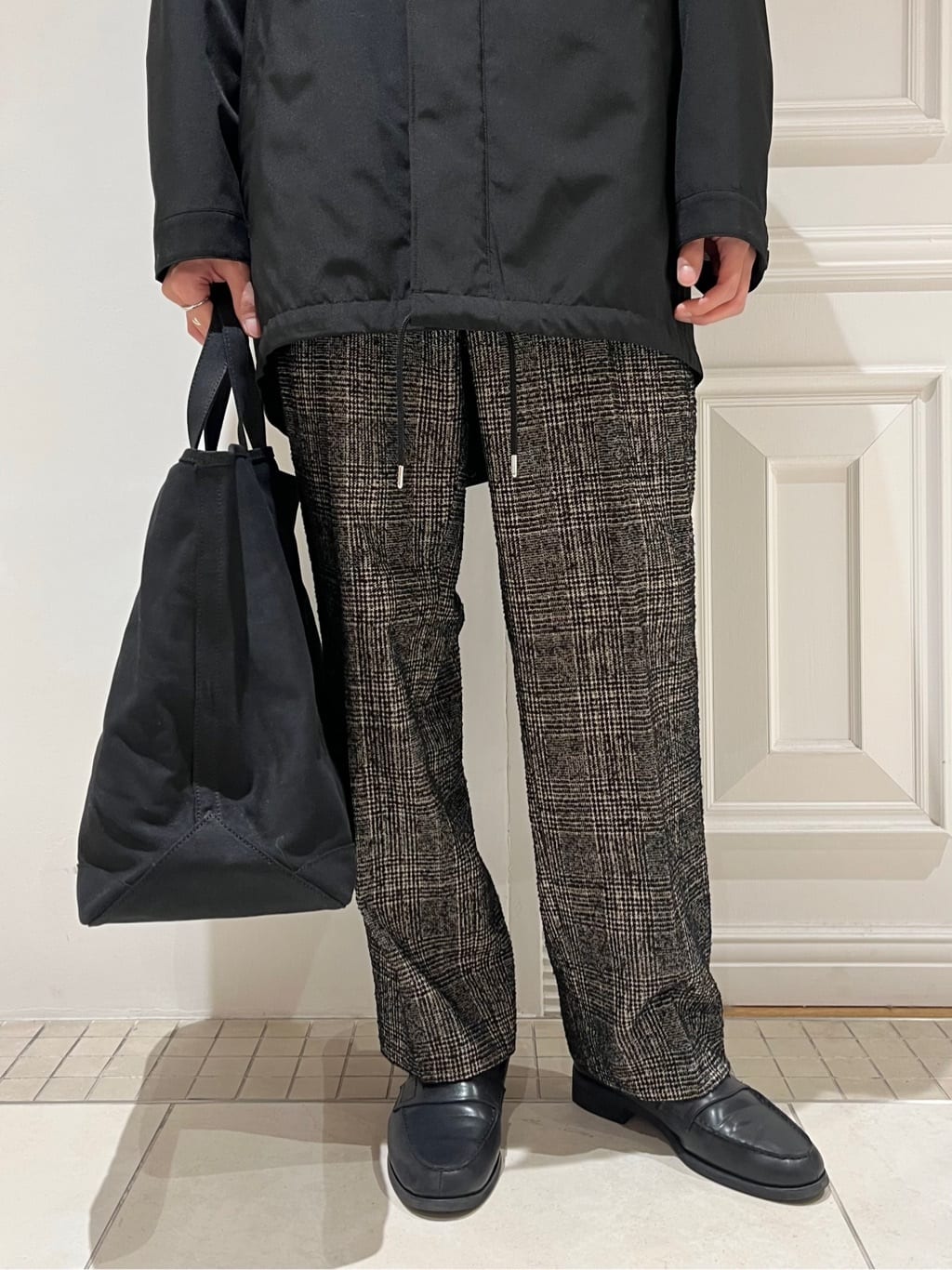 Watanabeさんの「DRESSTERIOR｜◆【セットアップ可】ループグレンチェック ワイドパンツ」を使ったコーディネート