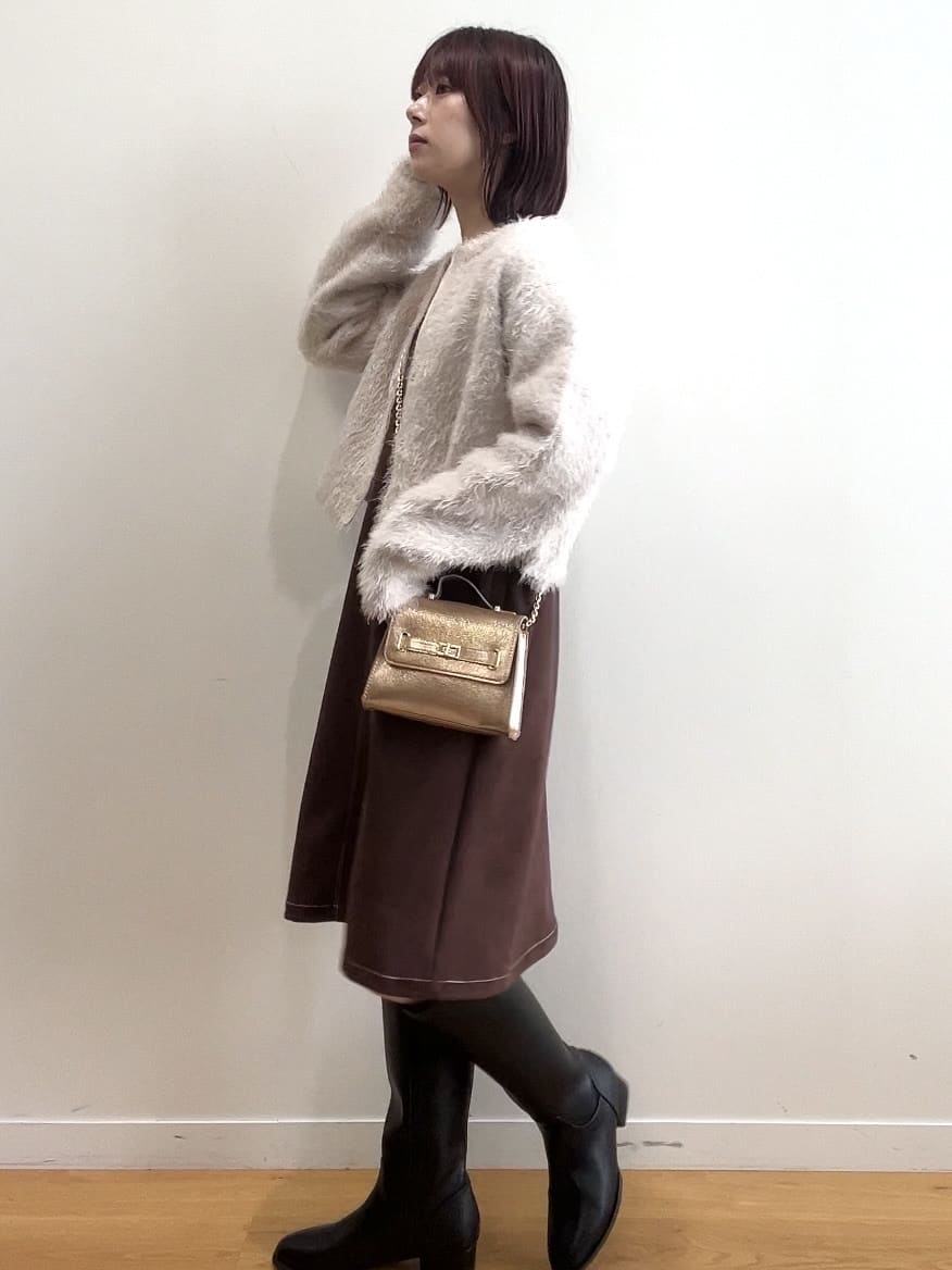 RINAさんの「OPAQUE.CLIP｜シャギーショートカーディガン【洗濯機OK】《6col》」を使ったコーディネート