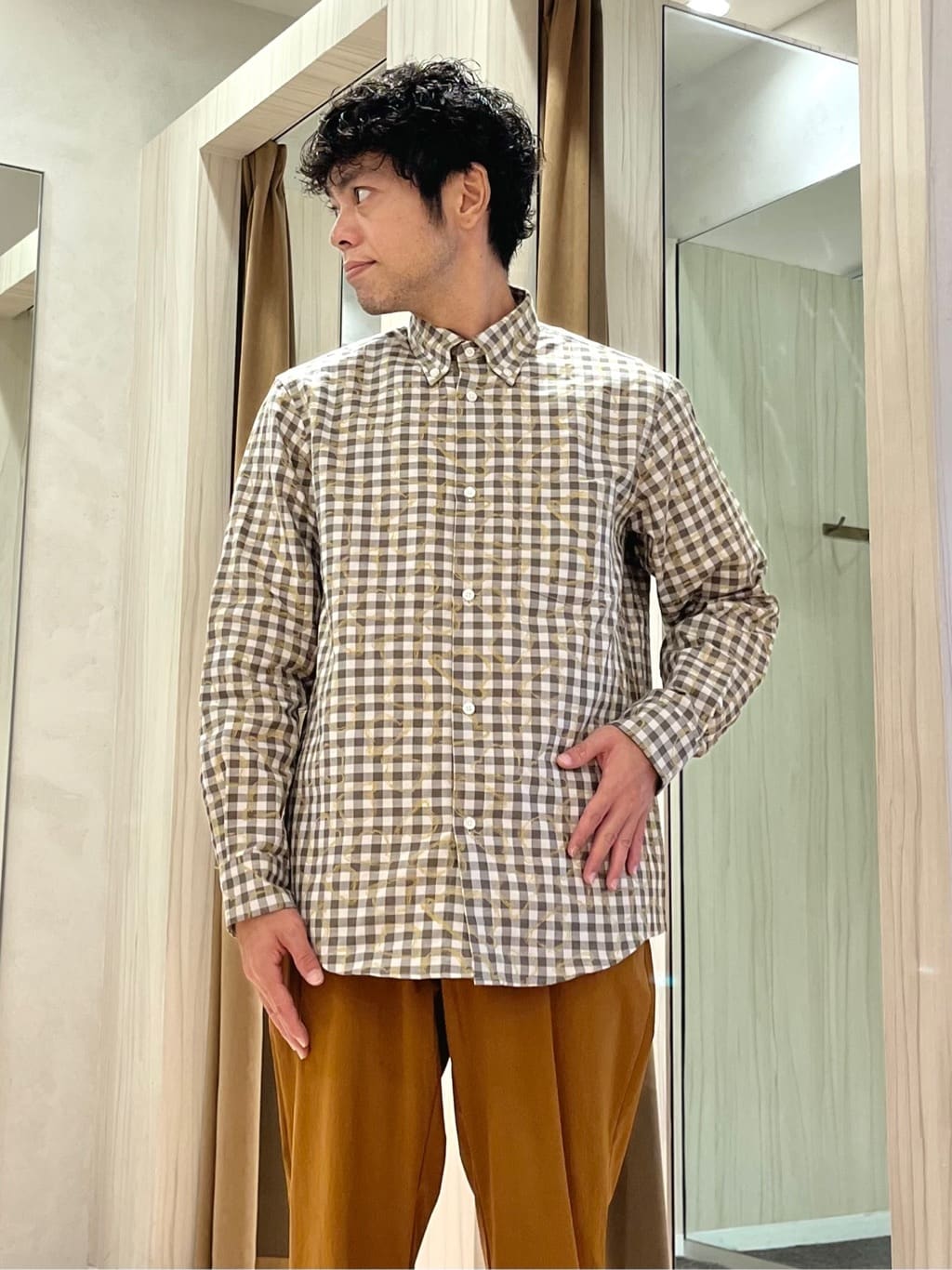 URAさんの「TAKEO KIKUCHI｜チェックボーラーガーゼシャツ」を使ったコーディネート