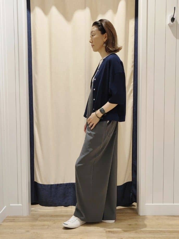 toyaさんの「Dessin｜【洗える】リブノースリーブニット」を使ったコーディネート