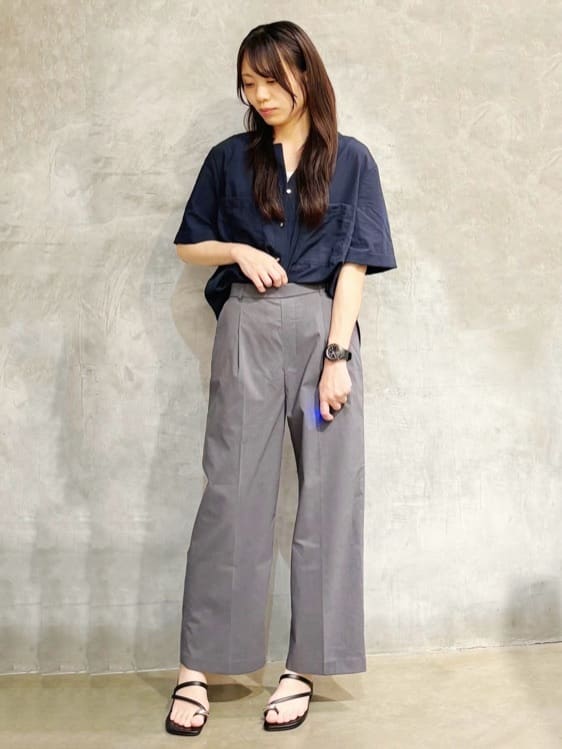 misaさんの「THE SHOP TK｜◆ダブルポケット5分袖シャツ【体型カバー/洗濯機OK】」を使ったコーディネート