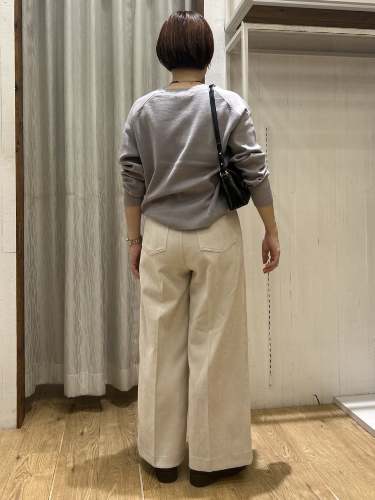 ga_riさんの「THE SHOP TK｜【すっきりシルエットが叶う】大人のためのVネックニット/毛玉になりにくい/静電気防止/洗濯機OK」を使ったコーディネート
