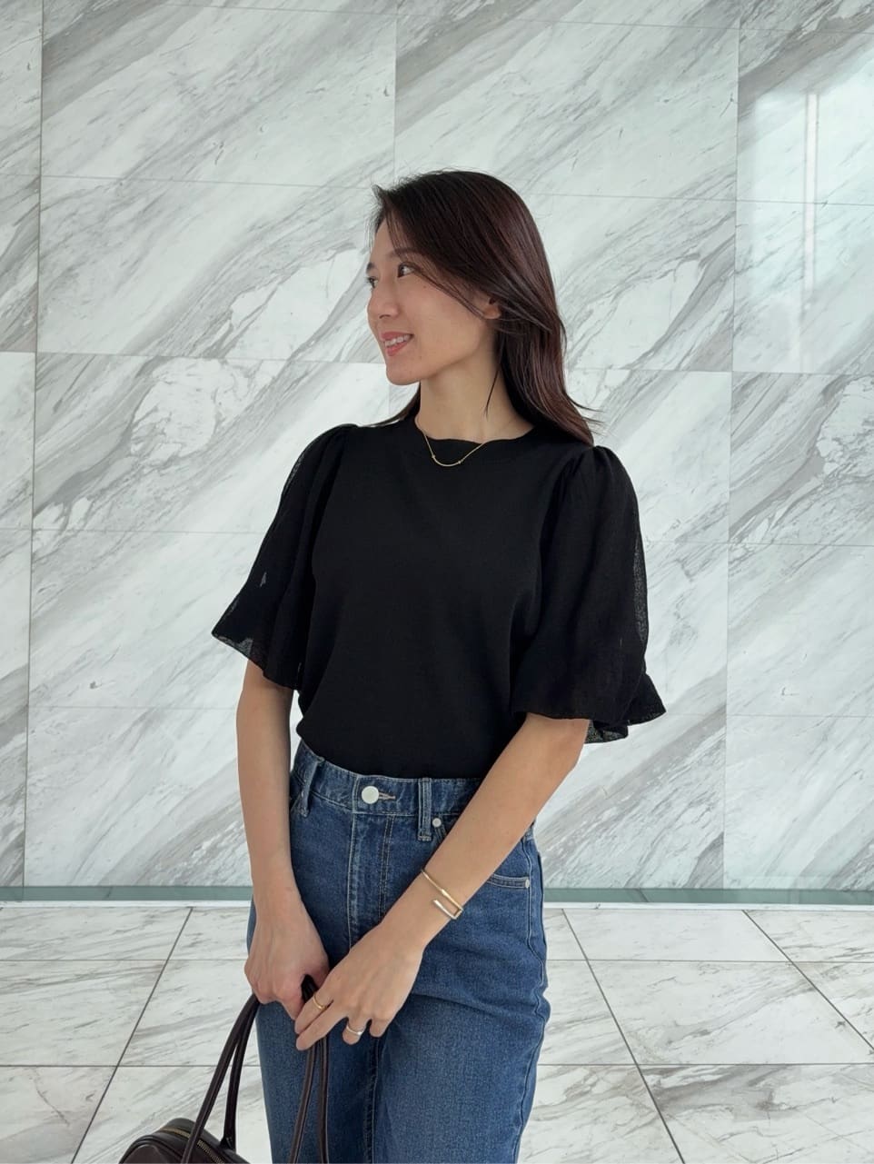 えりさんの「OPAQUE.CLIP｜バルーンスリーブニット【洗濯機洗い可】」を使ったコーディネート