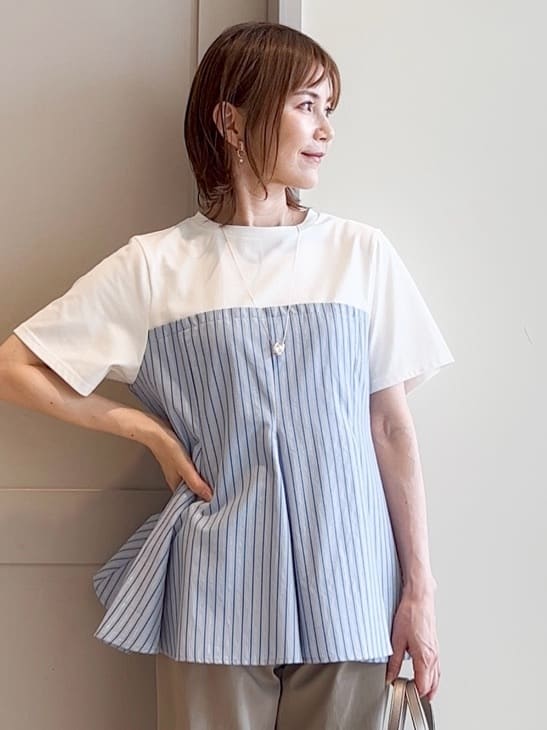 yamakoさんの「grove｜贅沢フレアーが高見え ドッキングビスチェT」を使ったコーディネート