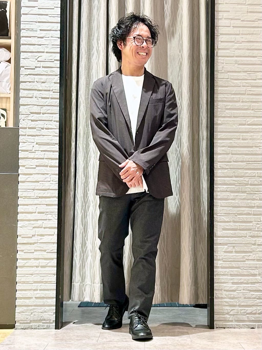 KENJI Iさんの「THE SHOP TK｜パーフェクテックボーダー 半袖Tシャツ 吸水速乾／洗濯機OK」を使ったコーディネート