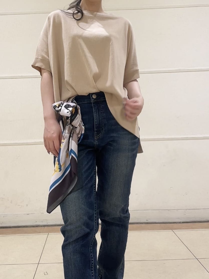 watanabeさんの「UNTITLED｜◆【体型カバー/手洗い可】コットンリネン ワイドプルオーバーニット」を使ったコーディネート