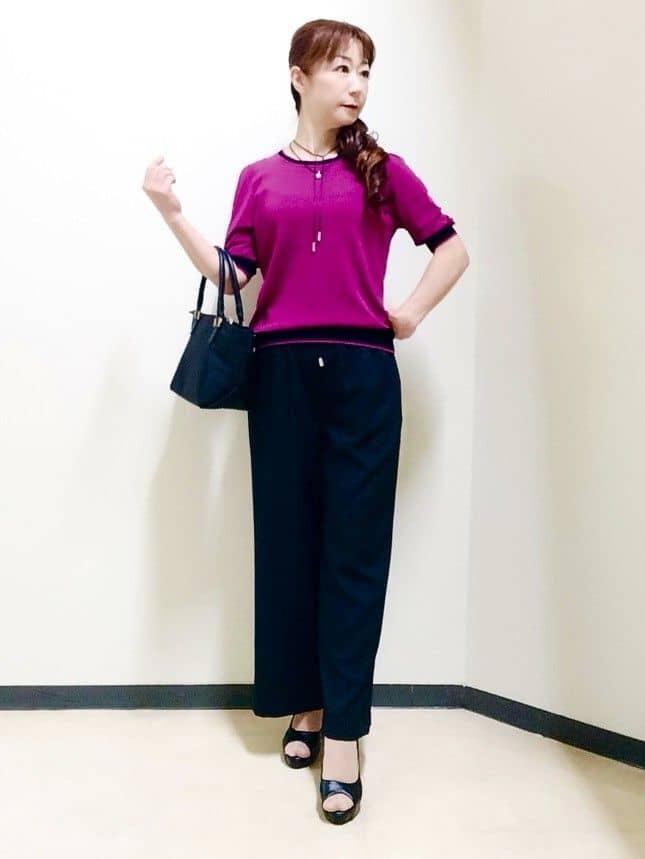 花さんの「Reflect｜【WEB先行カラーあり／手洗い可／アンサンブル可】バイカラーカーディガン」を使ったコーディネート