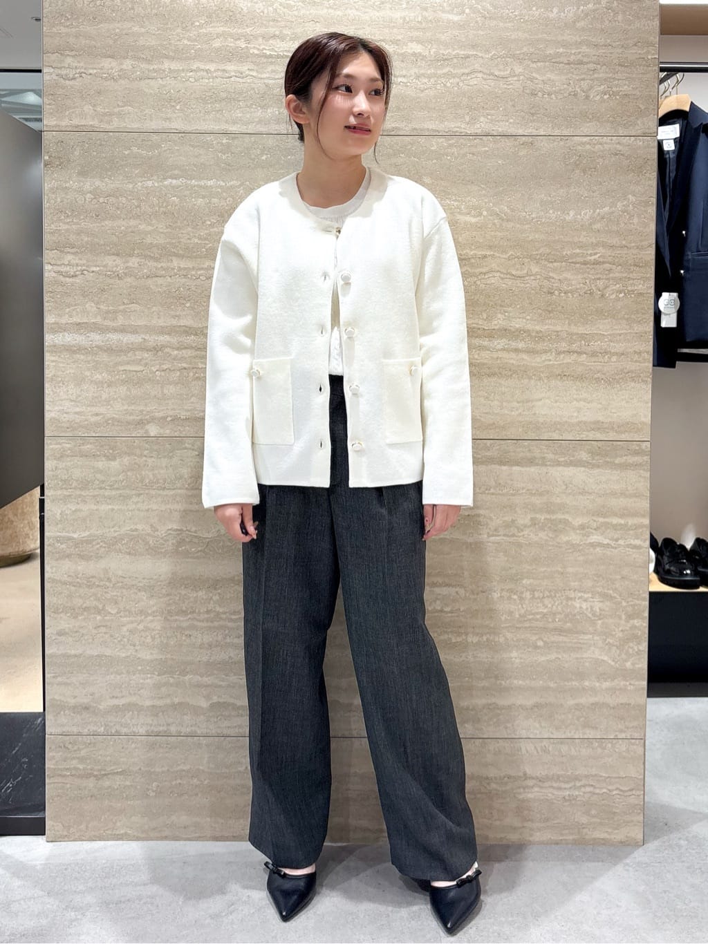 ふうかさんの「index｜ベルト付き2タックワイドパンツ【洗濯機OK／ストレッチ／防シワ／イージーアイロン】」を使ったコーディネート
