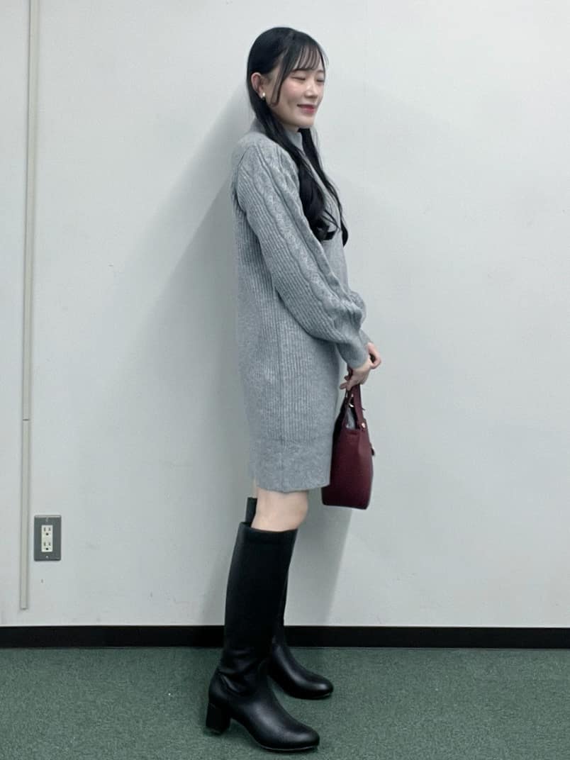 Hitomiさんの「index｜ウール混ケーブルスリーブミニワンピース【洗濯機OK】」を使ったコーディネート