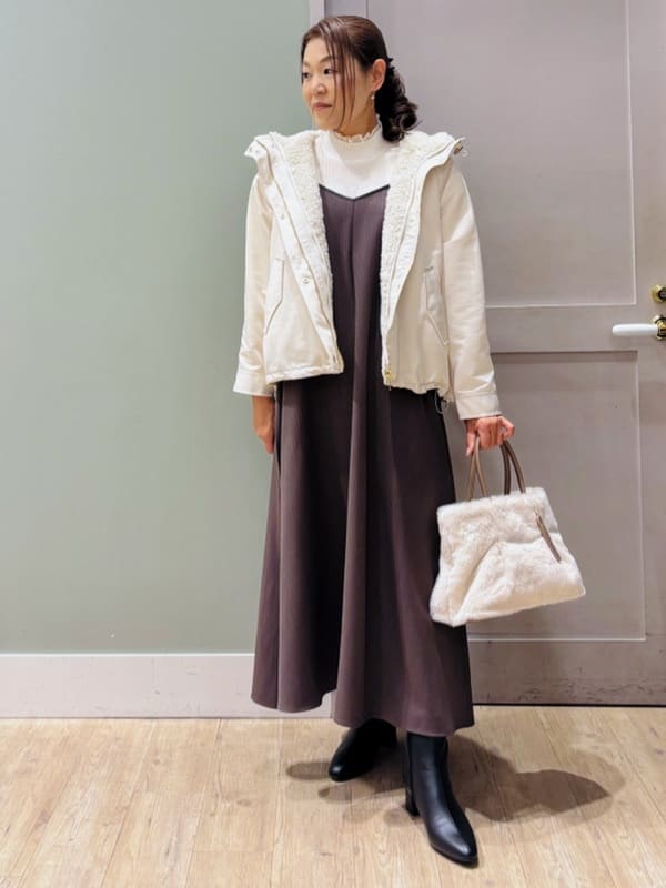 Komi☆さんの「grove｜【毛玉軽減／洗える】ミニケーブルニット」を使ったコーディネート