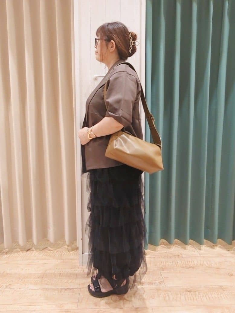 タガさんの「SHOO･LA･RUE｜【セットアップ可/洗濯後しわになりにくい】5分袖テーラードジャケット」を使ったコーディネート