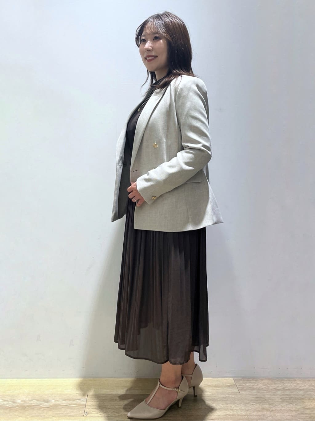 さやかさんの「index｜《5色展開／S-3Lサイズ》プリーツフレアワンピース【洗濯機OK／防シワ】」を使ったコーディネート