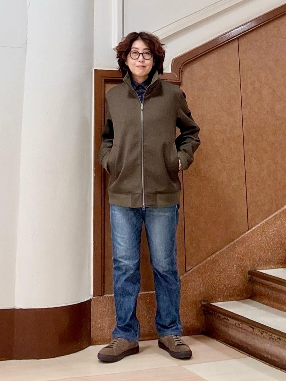 のぐみさんの「TAKEO KIKUCHI｜【JUST ONE LAYER】ダウンファブリック ジップアップ リブ ブルゾン」を使ったコーディネート