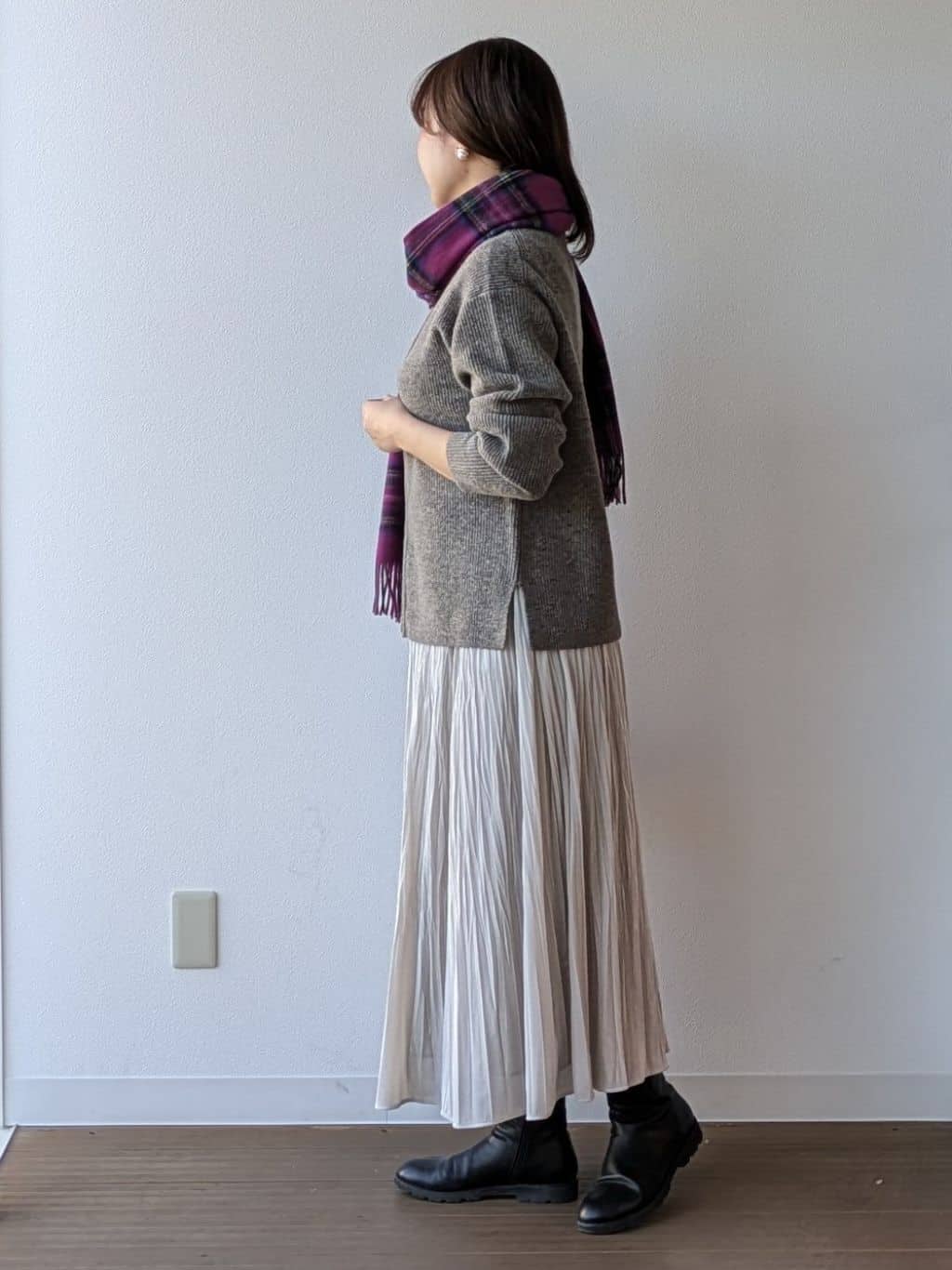 なみきさんの「UNTITLED｜【洗える】カラーネップ ダブルジップカーディガン」を使ったコーディネート
