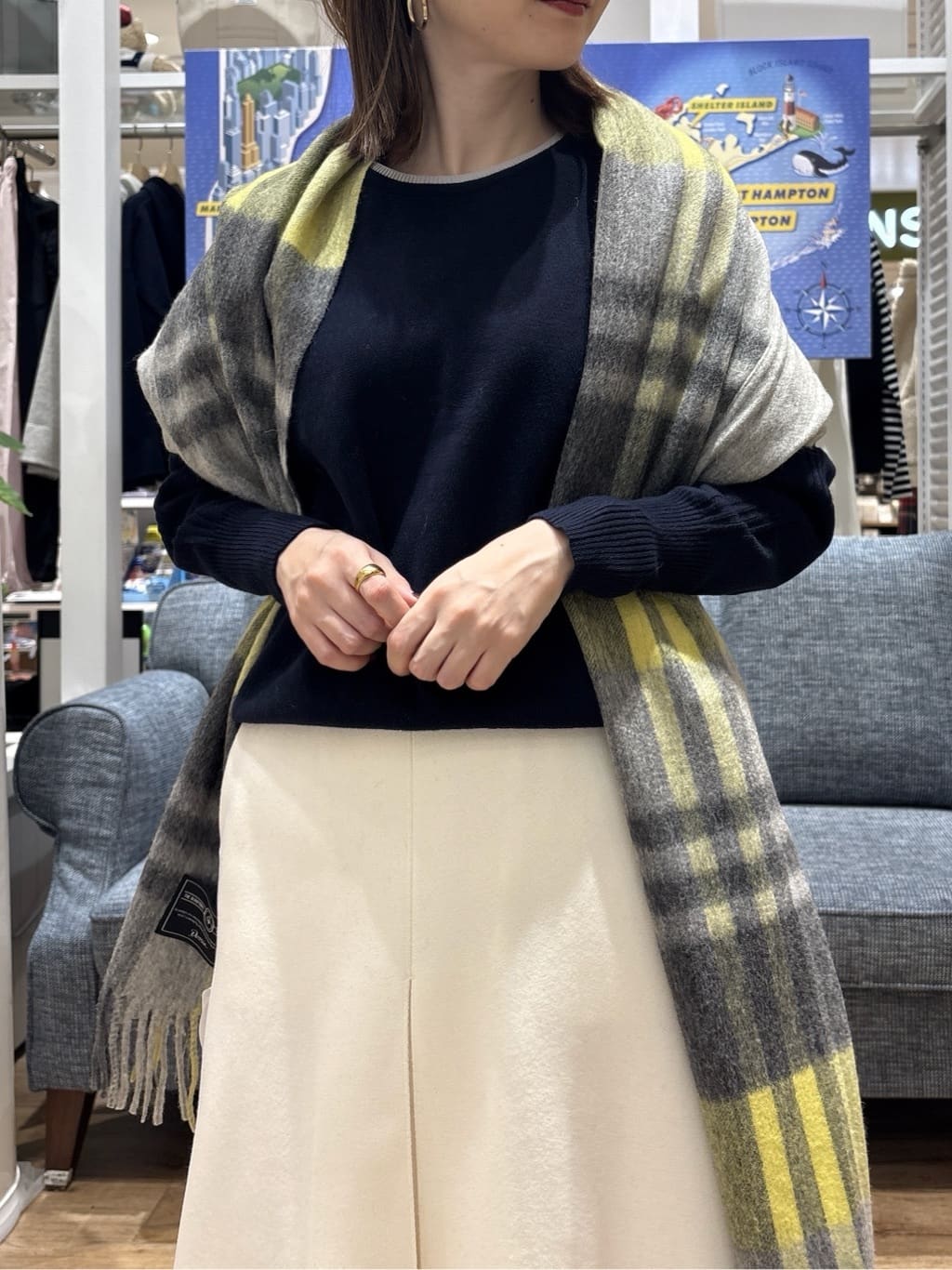 risaさんの「Dessin｜【洗える】カシミヤブレンドスウェットライクニット」を使ったコーディネート