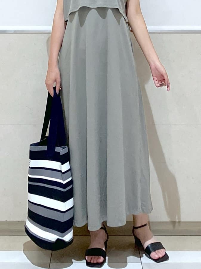 eriko さんの「Dessin｜【マシンウォッシャブル・A4収納可】ランダムボーダーニットBAG」を使ったコーディネート