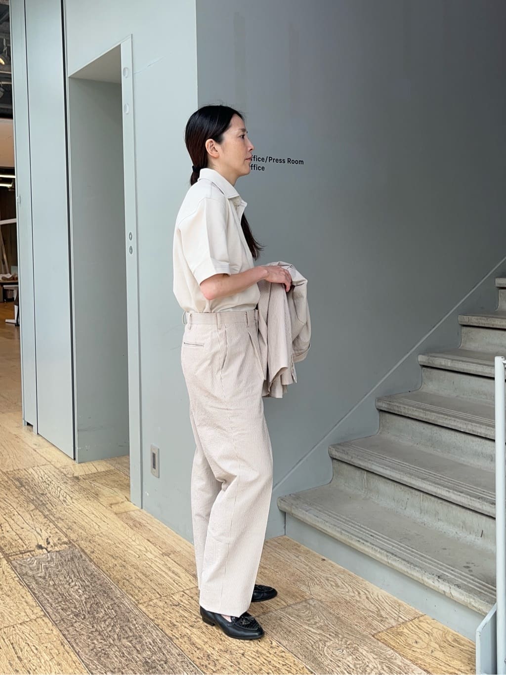 神野（jinno）さんの「TAKEO KIKUCHI｜【抗菌防臭／9色5サイズ展開】ハニカムメランジ ポロシャツ」を使ったコーディネート