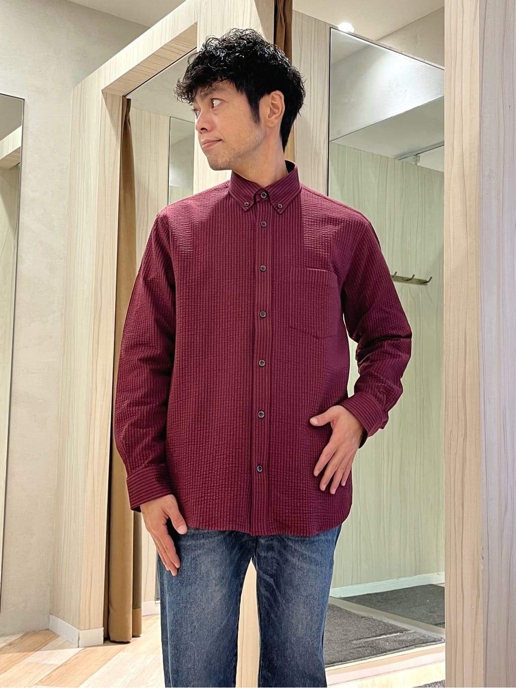 URAさんの「TAKEO KIKUCHI｜【Made in JAPAN】ビッグチェック＆スライドパズル柄 ニット」を使ったコーディネート