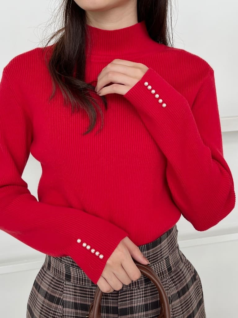 はばさんの「Couture brooch｜【多機能・フェミニン】パール調リブニット」を使ったコーディネート
