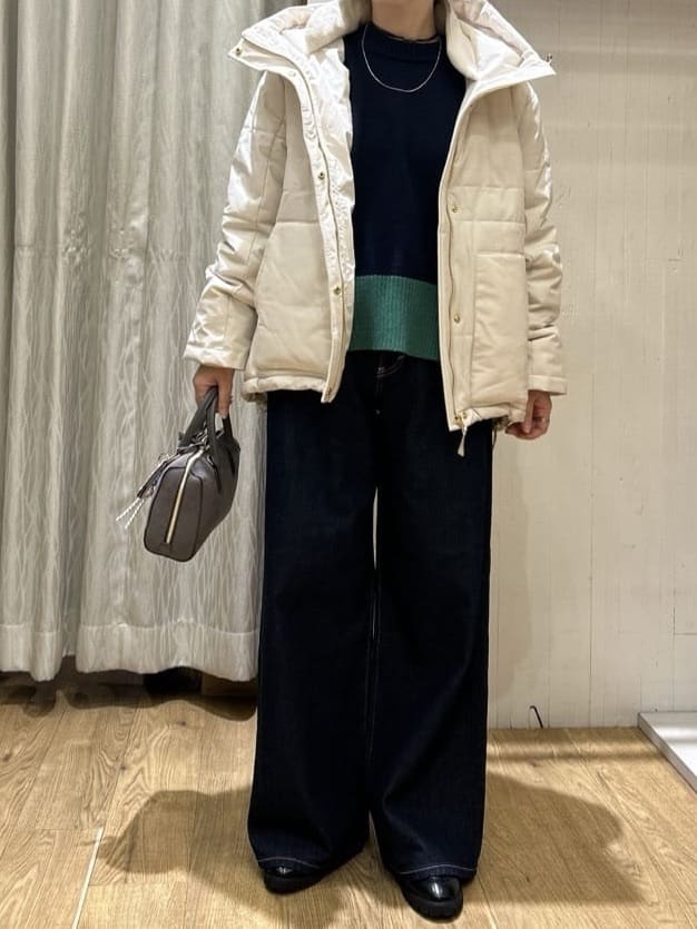 ga_riさんの「THE SHOP TK｜【すっきり見えシルエット】上品ふわもこ中綿ブルゾン」を使ったコーディネート
