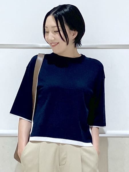 eriko さんの「Dessin｜【洗える】バイカラーショート丈ニット」を使ったコーディネート