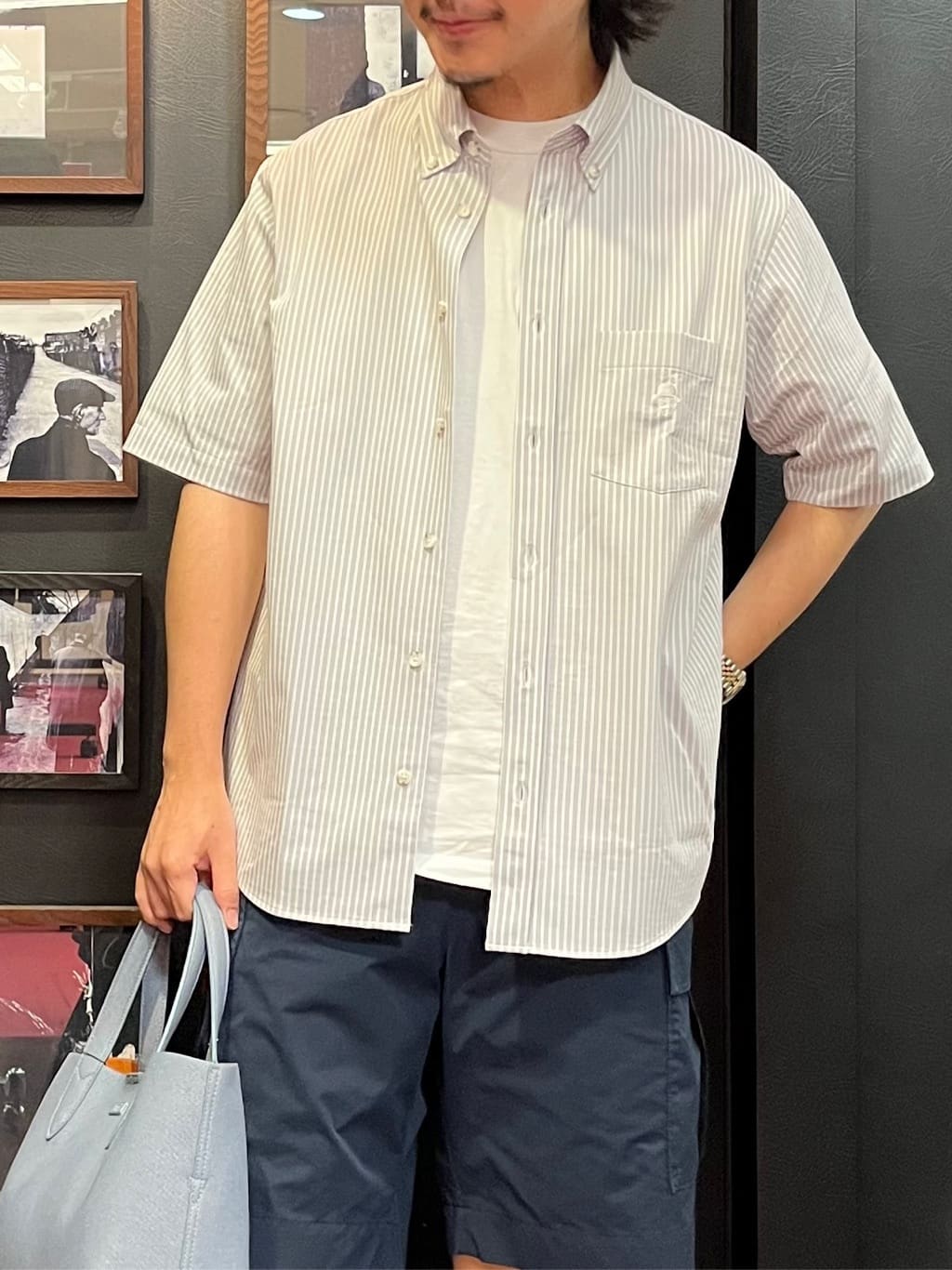 KUROさんの「TAKEO KIKUCHI｜【COOL CITY WEAR】ストライプジャージ ボタンダウンシャツ /接触冷感」を使ったコーディネート
