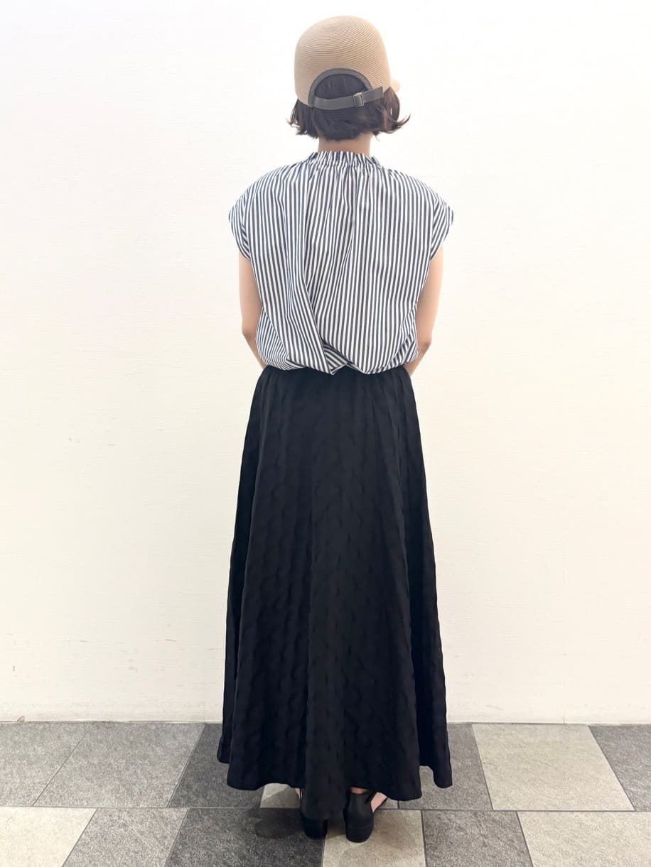 Haruさんの「Dessin｜【洗える】ストライプ柄フレンチスリーブスキッパ―ブラウス」を使ったコーディネート