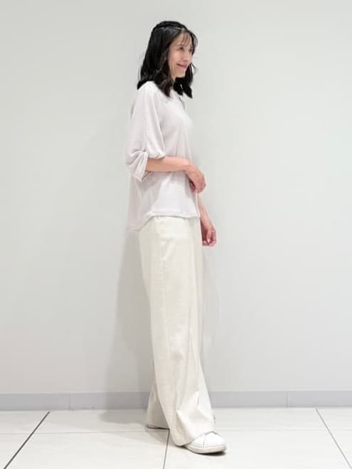 kayoさんの「INDIVI｜【UVケア／吸汗速乾】凹凸素材ねじり袖トップス」を使ったコーディネート
